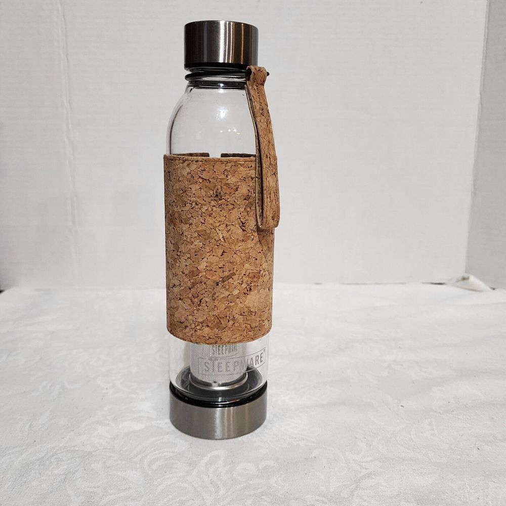 The Spice & Tea Exchange Glass Steep Bottle w/ Infuser Plain Cork Wrap